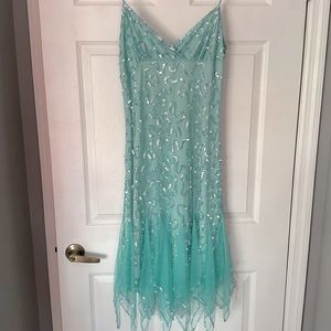 Vintage Betsey Johnson Aqua handkerchief dress size 12
